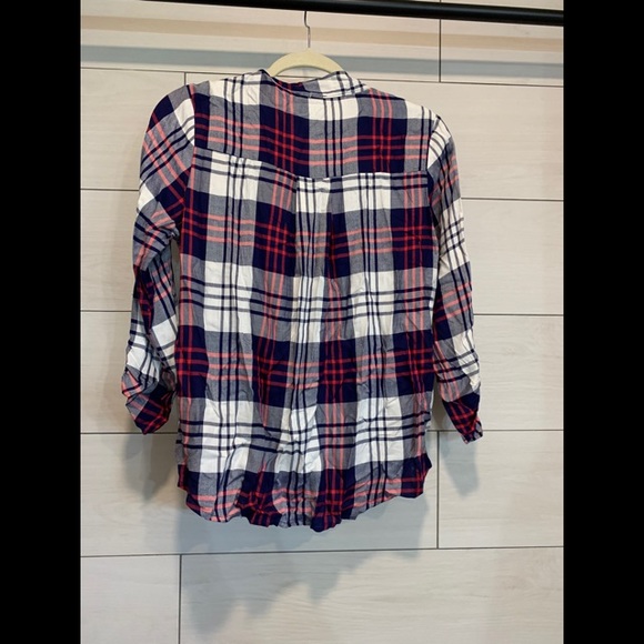 Plaid 3/4 Sleeve Pull Over Blouse - Picture 2 of 2